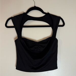 Black Women's Crop Top with Open Back